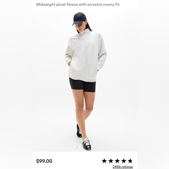 Like New Athleta Forever Fleece Green Oversized 1/4 Zip Sweatshirt - Picture 4 of 5